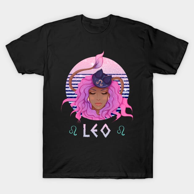 Retro Leo Zodiac T-Shirt by NatalitaJK